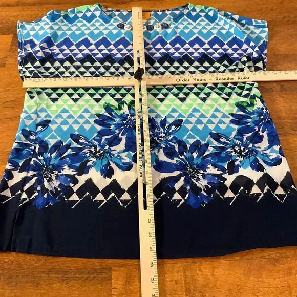 Ruby‎ Rd Sleeve Blue Beaded Neckline Crewneck Pullover Top Shirt Sz. 14 - Picture 3 of 5